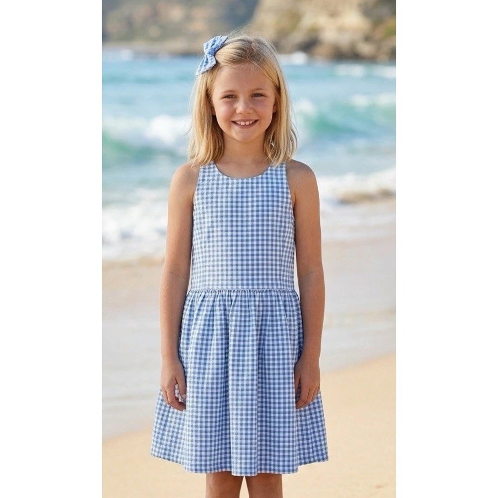 Polo Ralph Lauren Dress Kids Navy Blue White Gingham Check Excellent SIZE 10